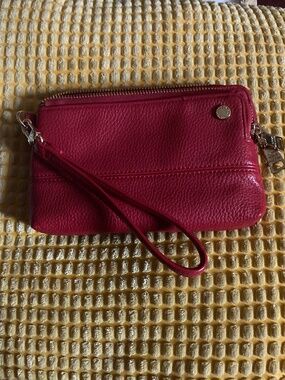 Steve Madden Red Pebbled Leather Wristlet Clutch